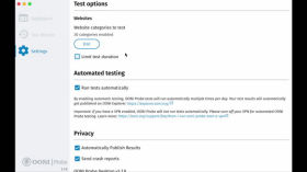 Настройки приложения OONI Probe